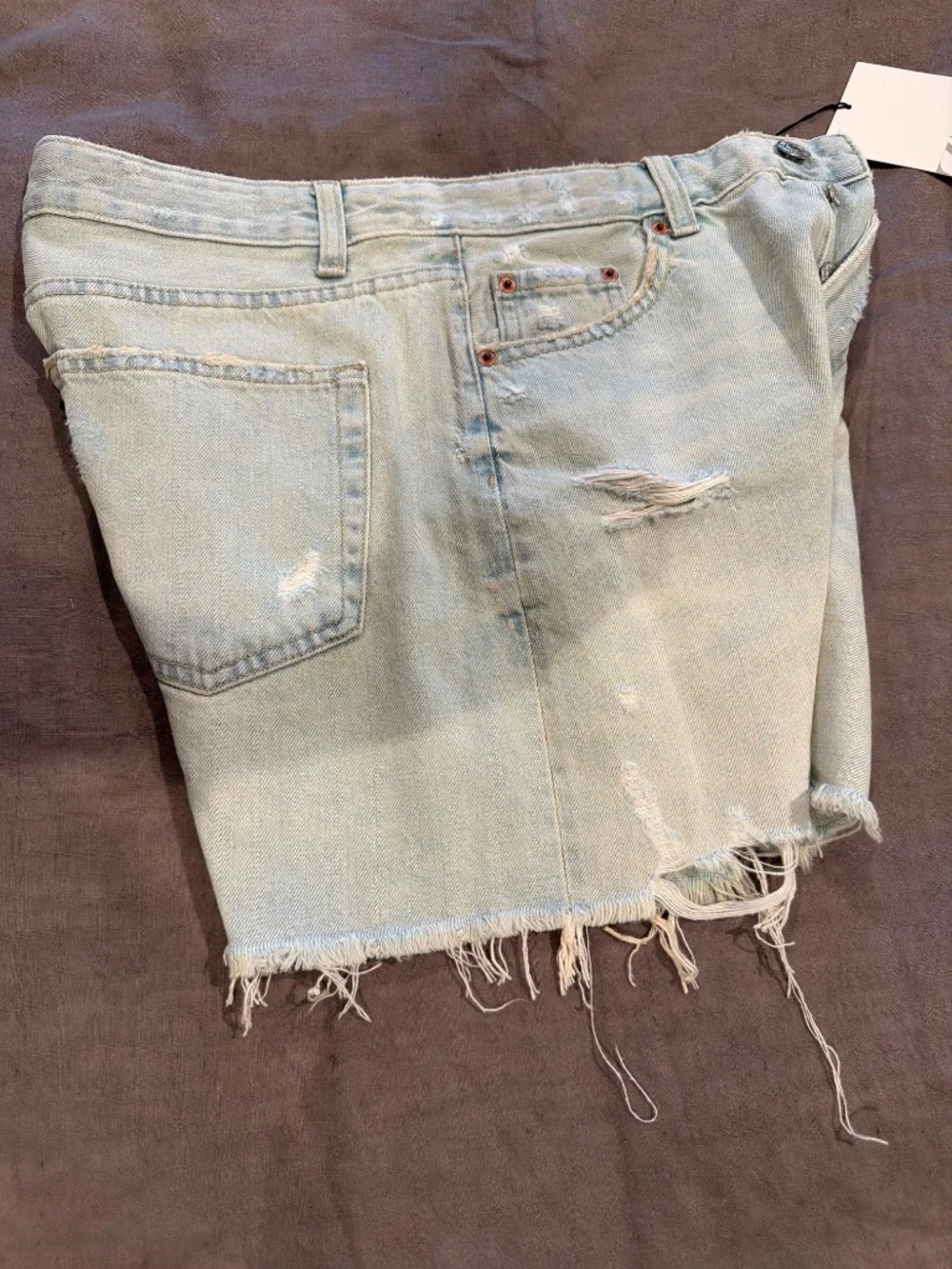 Zara Boyfriend Bermuda Distressed Denim Shorts Size 4 NWT